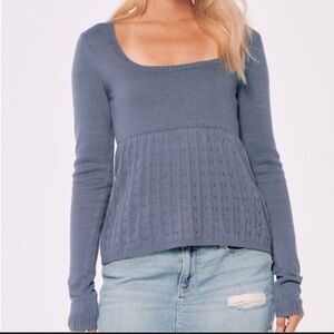 HOLLISTER Baby Doll Cable-knit Blue Sweater Women’s Size Medium